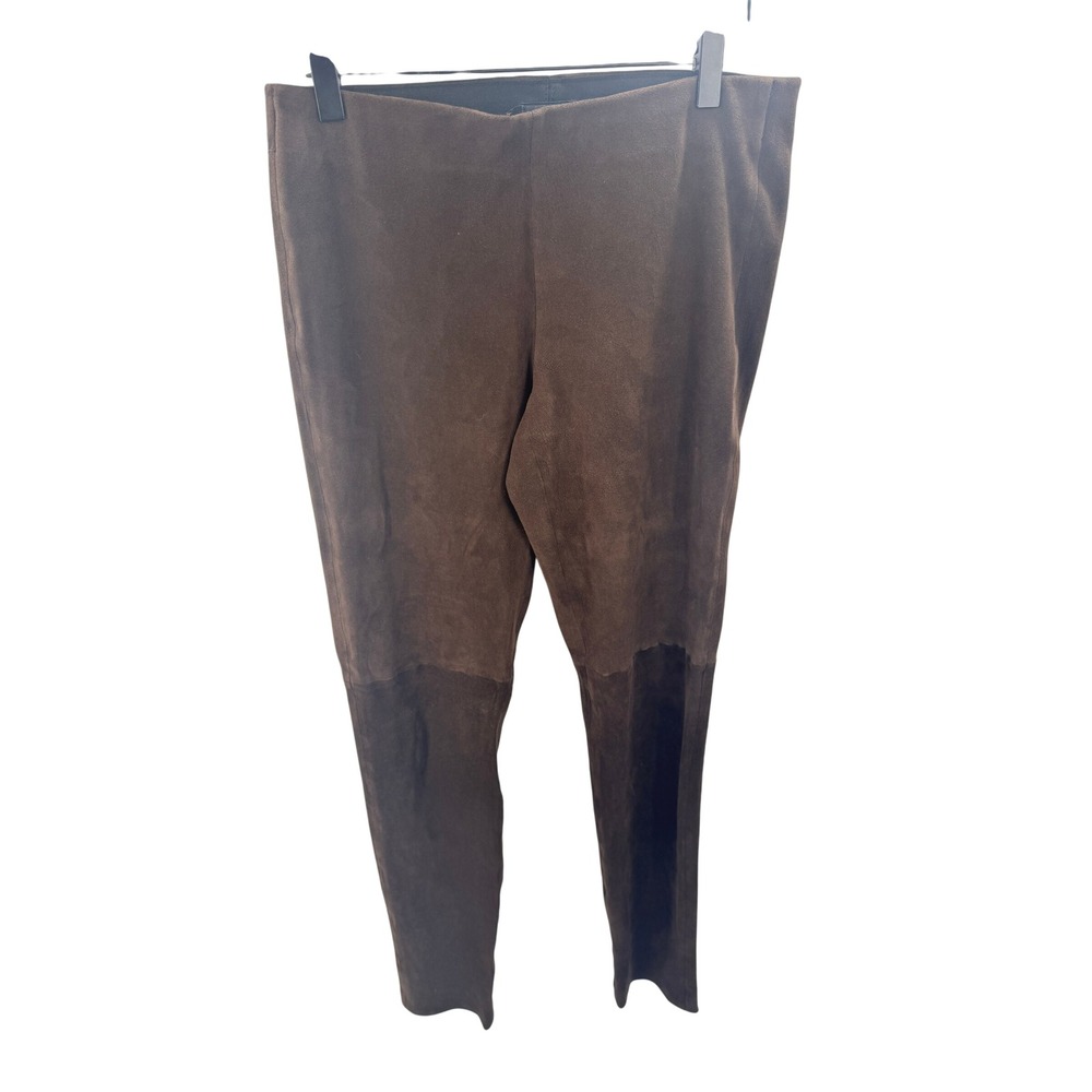 Theory Leggings Chocolate Size 6 Brown Lamb Leather Mid-Rise Casual Pull-On